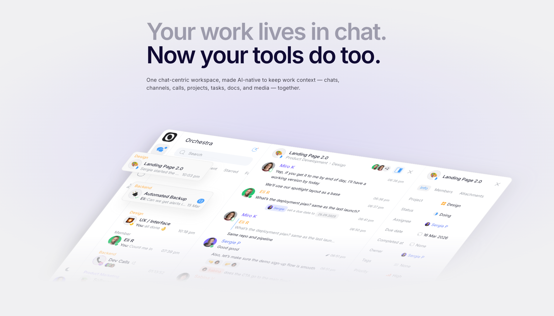 Orchestra task management platform interface